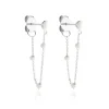 Boucles D'oreilles Pendantes Polka Argent Blanc