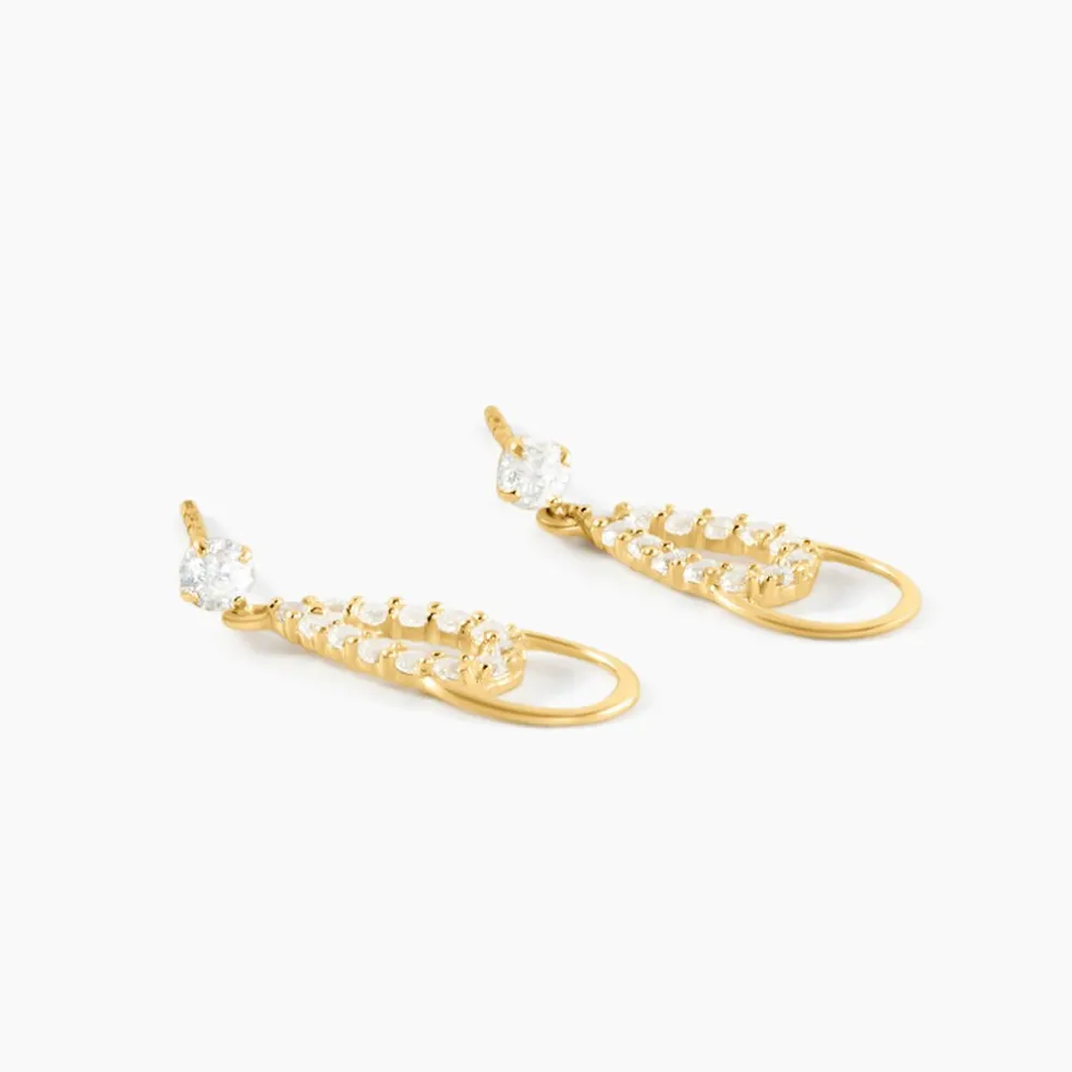 Boucles D'oreilles Pendantes Britain Or Jaune Oxyde De Zirconium