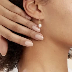 Boucles D'oreilles Pendantes Baroque Or Jaune Perle De Culture