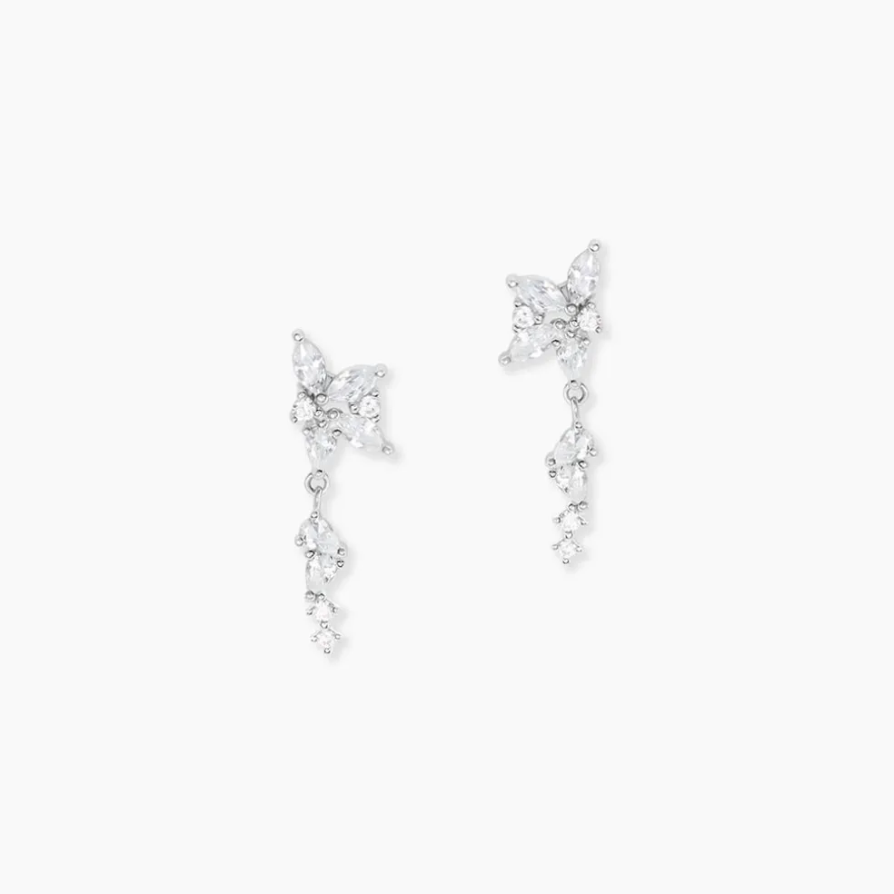 Boucles D'Oreilles Pendantes Glow Up Argent Blanc Oxyde De Zirconium