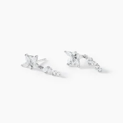 Boucles D'Oreilles Pendantes Glow Up Argent Blanc Oxyde De Zirconium
