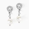 Boucles D'oreilles Pendantes Gaetane Argent Blanc Perle Oxyde