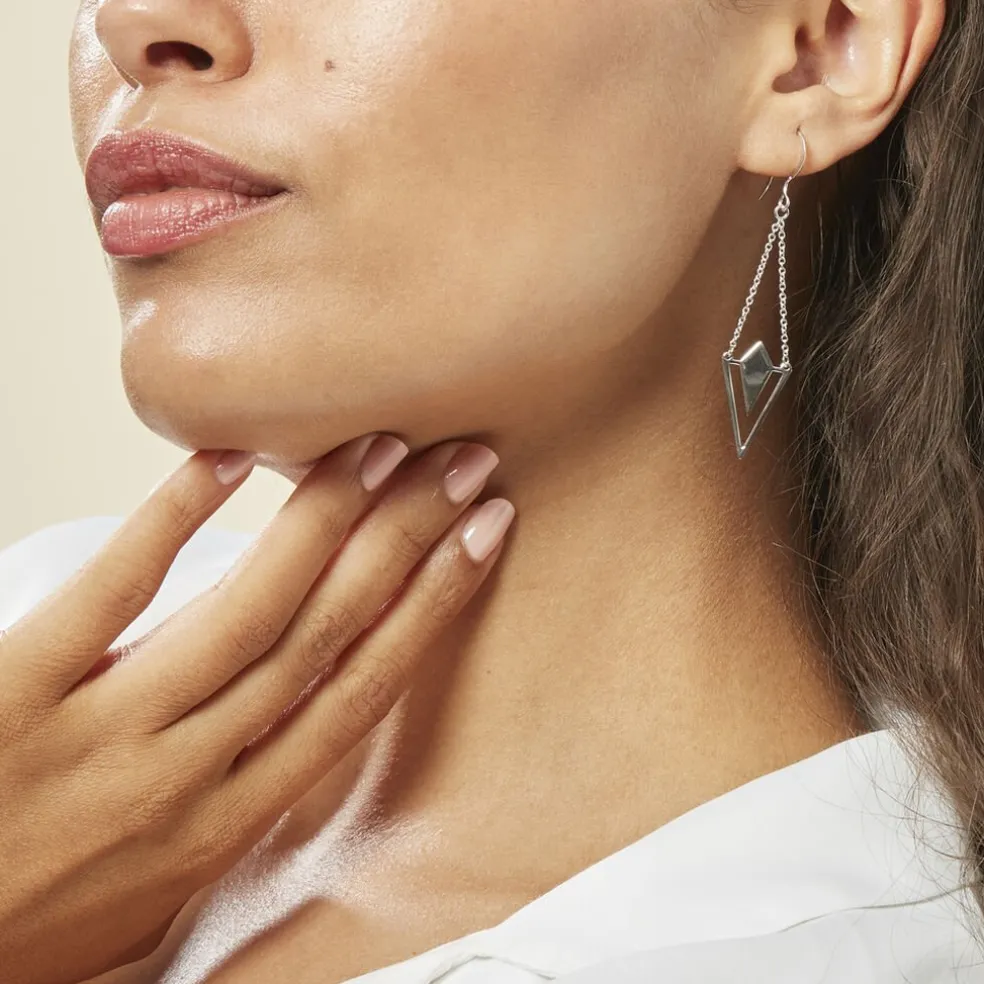 Boucles D'oreilles Pendantes Tylee Argent Blanc