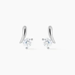 Boucles D'oreilles Pendantes April Argent Blanc Oxyde De Zirconium