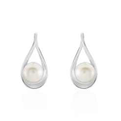 Boucles D'oreilles Pendantes Loren Argent Blanc Perle De Culture
