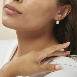 Boucles D'oreilles Pendantes Loren Argent Blanc Perle De Culture