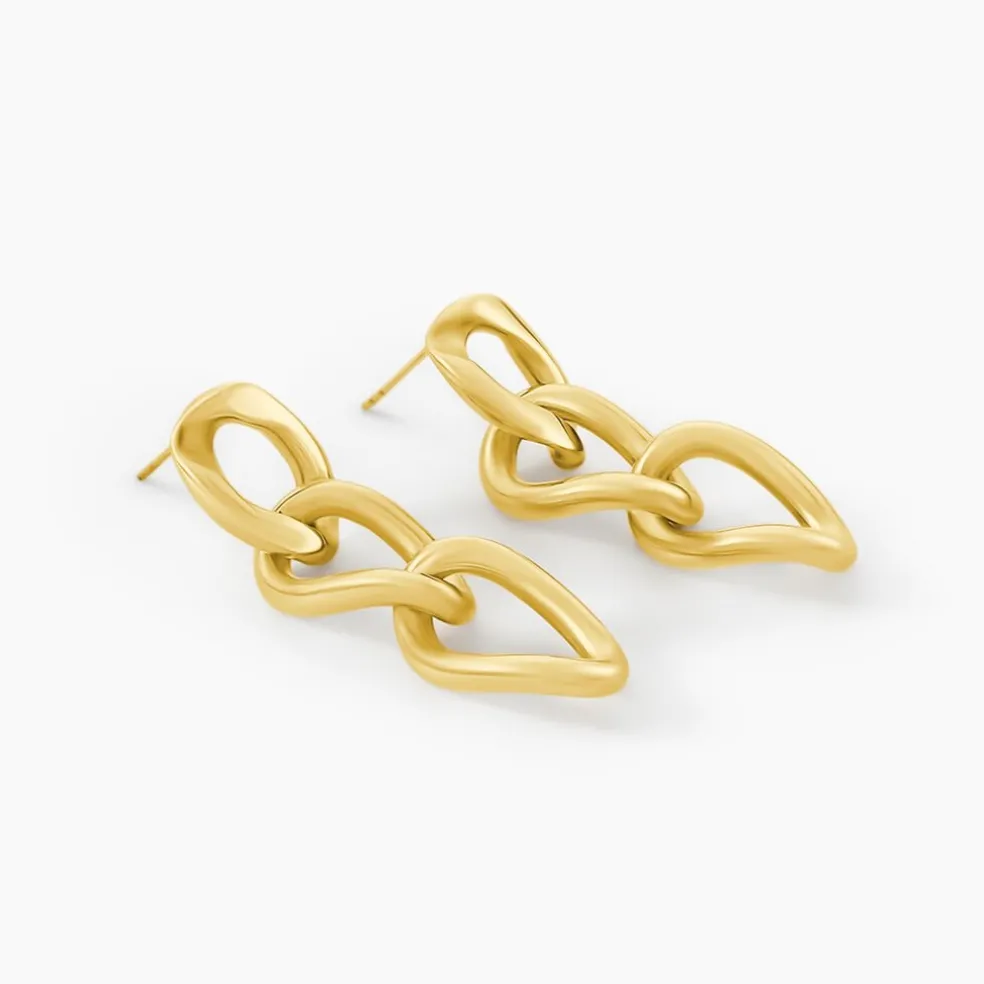 Boucles D'Oreilles Pendantes Mayna Acier Jaune