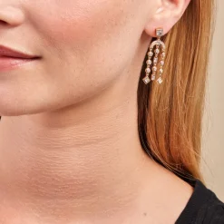 Boucles D'oreilles Pendantes Gold Chandelier Plaqué Or Oxyde Zirconium