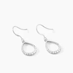 Boucles D'oreilles Pendantes Nicole Argent Blanc Oxyde De Zirconium