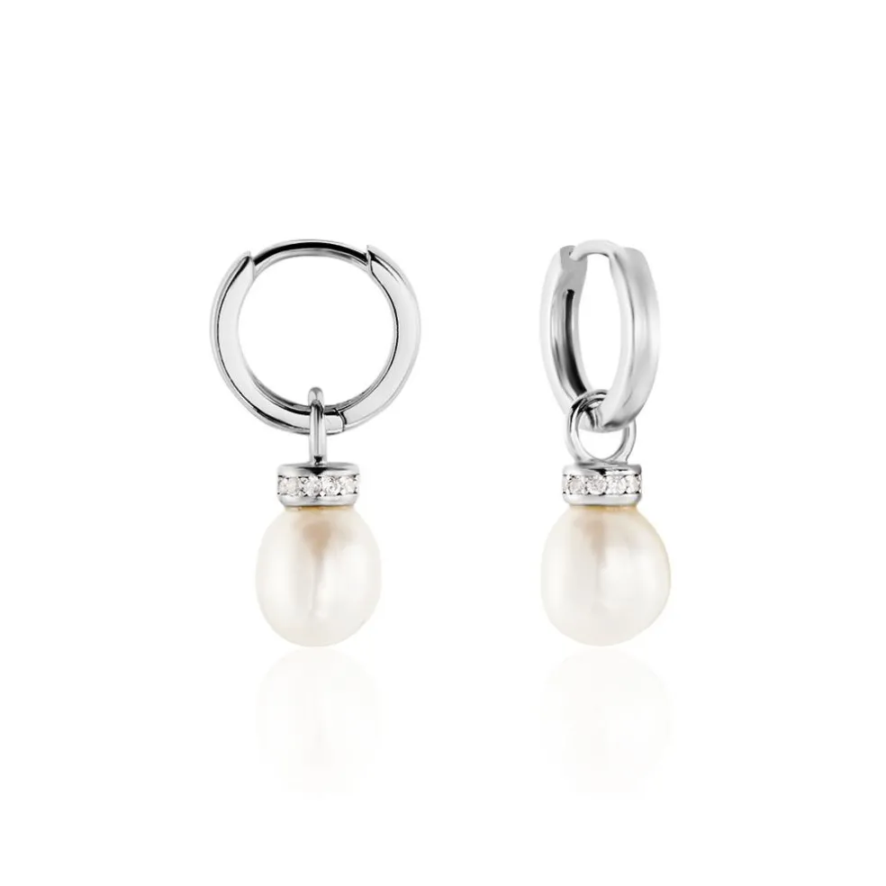 Boucles D'oreilles Pendantes Argent Blanc Iribert Perles De Culture