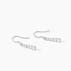 Boucles D'oreilles Pendantes Argent Blanc Henriet Oxyde De Zirconium
