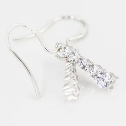 Boucles D'oreilles Pendantes Argent Blanc Henriet Oxyde De Zirconium
