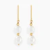 Boucles D'oreilles Pendantes Pearly Or Jaune Perle De Culture