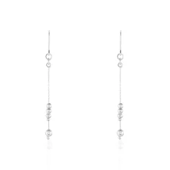 Boucles D'oreilles Pendantes Manou Argent Blanc