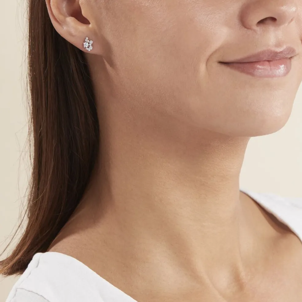Boucles D'oreilles Pendantes Amissa Argent Blanc Oxyde De Zirconium