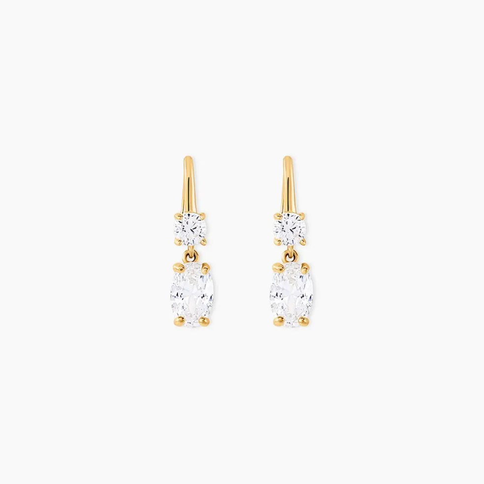 Boucles D'oreilles Pendantes Gulbeyaz Or Jaune Oxyde De Zirconium
