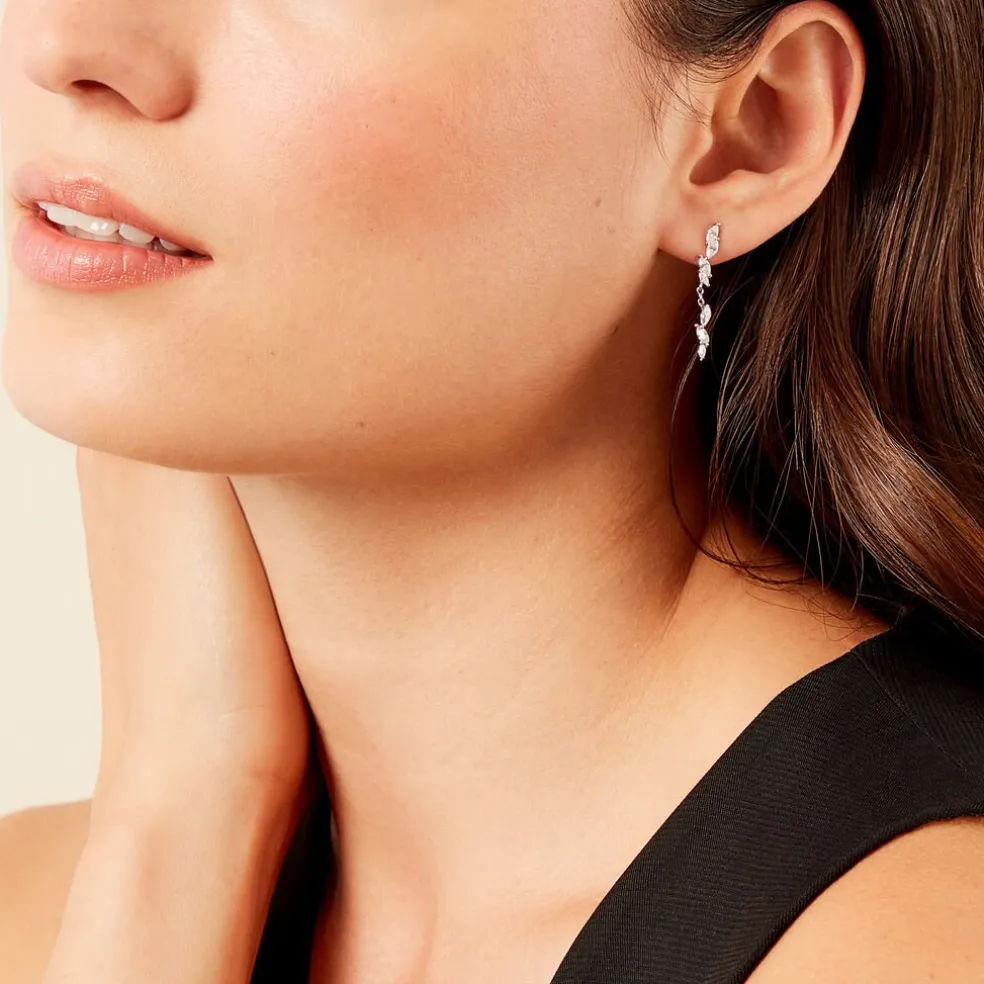 Boucles D'oreilles Pendantes Ellyn Argent Blanc Oxyde De Zirconium