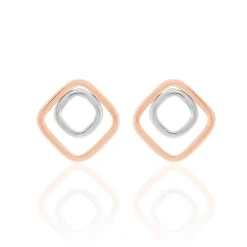 Boucles D'oreilles Pendantes Artahe Carree Or Bicolore