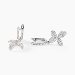 Boucles D'oreilles Pendantes Radiant Bloom Argent Blanc Oxyde