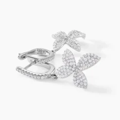 Boucles D'oreilles Pendantes Radiant Bloom Argent Blanc Oxyde