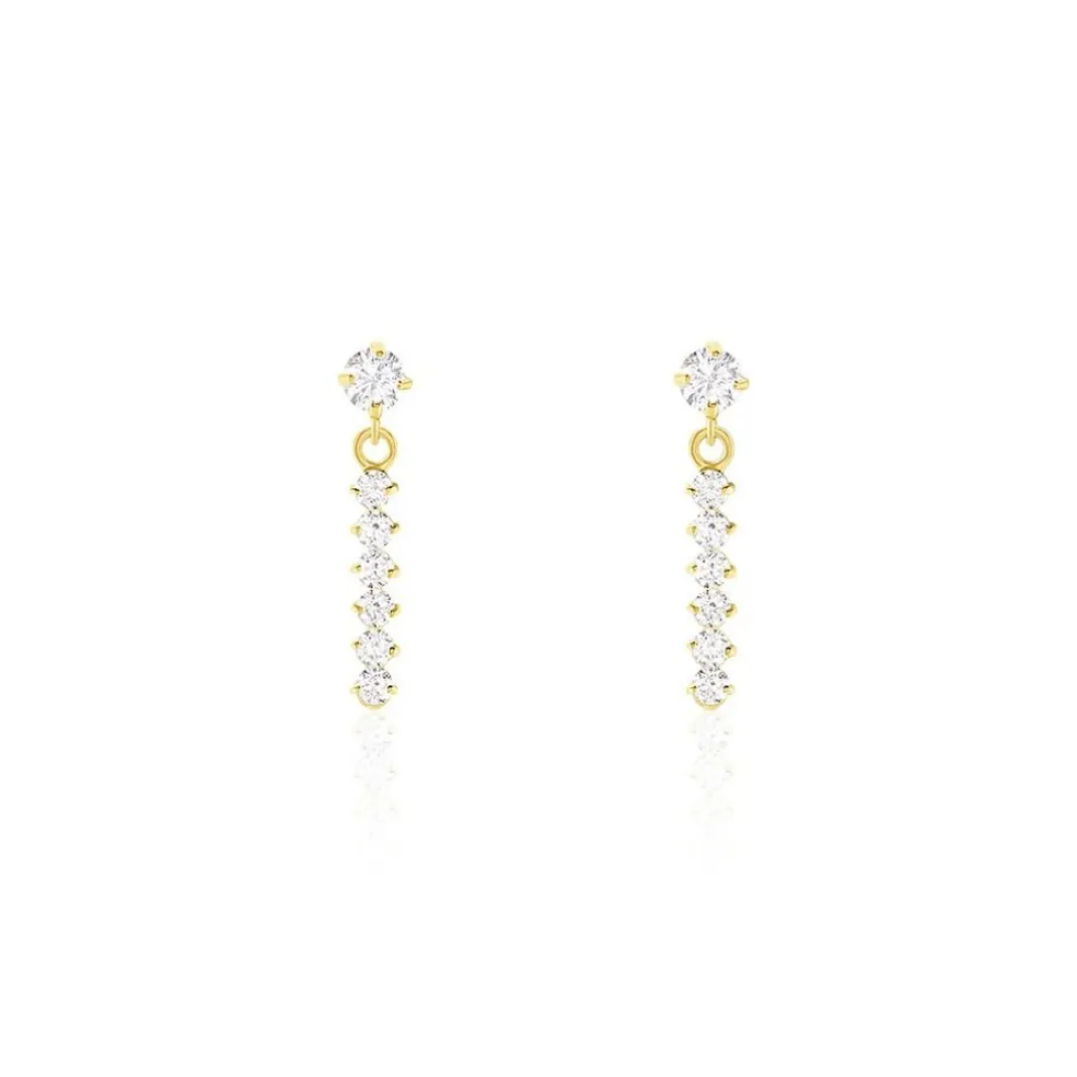 Boucles D'oreilles Pendantes Barakat Or Jaune Oxyde De Zirconium