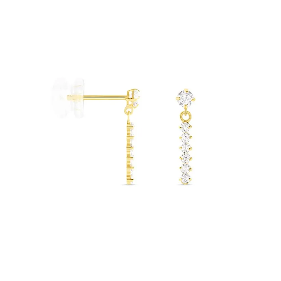 Boucles D'oreilles Pendantes Barakat Or Jaune Oxyde De Zirconium