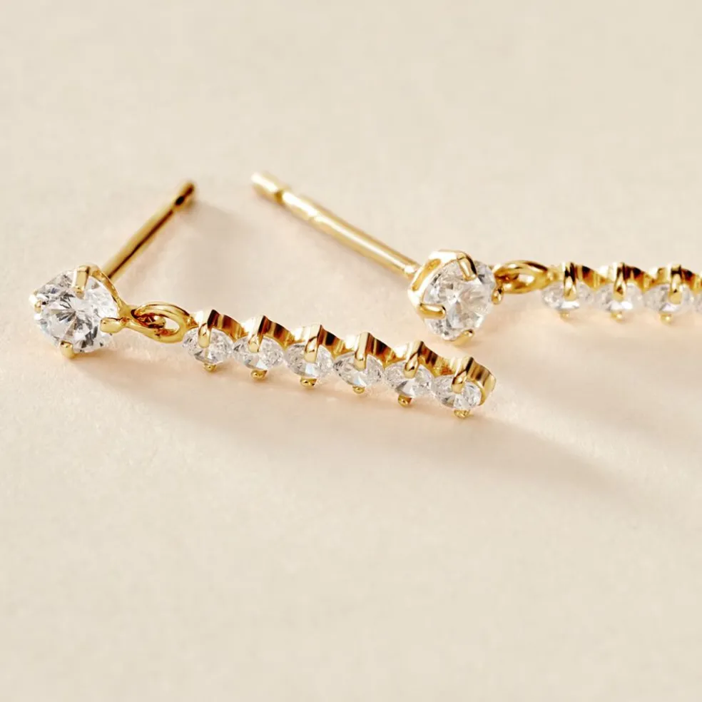 Boucles D'oreilles Pendantes Barakat Or Jaune Oxyde De Zirconium