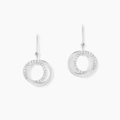 Boucles D'oreilles Pendantes Or Blanc Tresha Diamants
