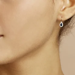 Boucles D'oreilles Pendantes Doorsie Or Jaune Saphir Et Diamant