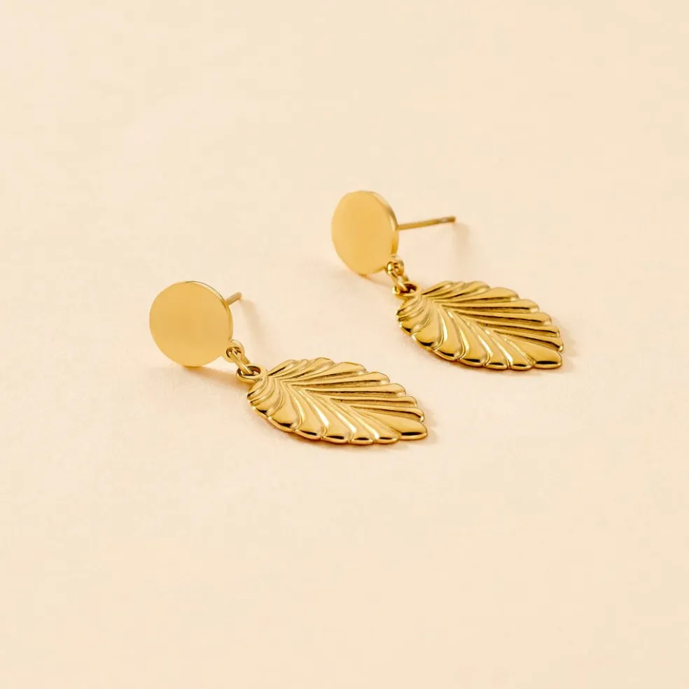 Boucles D'oreilles Pendantes Hristina Acier Jaune