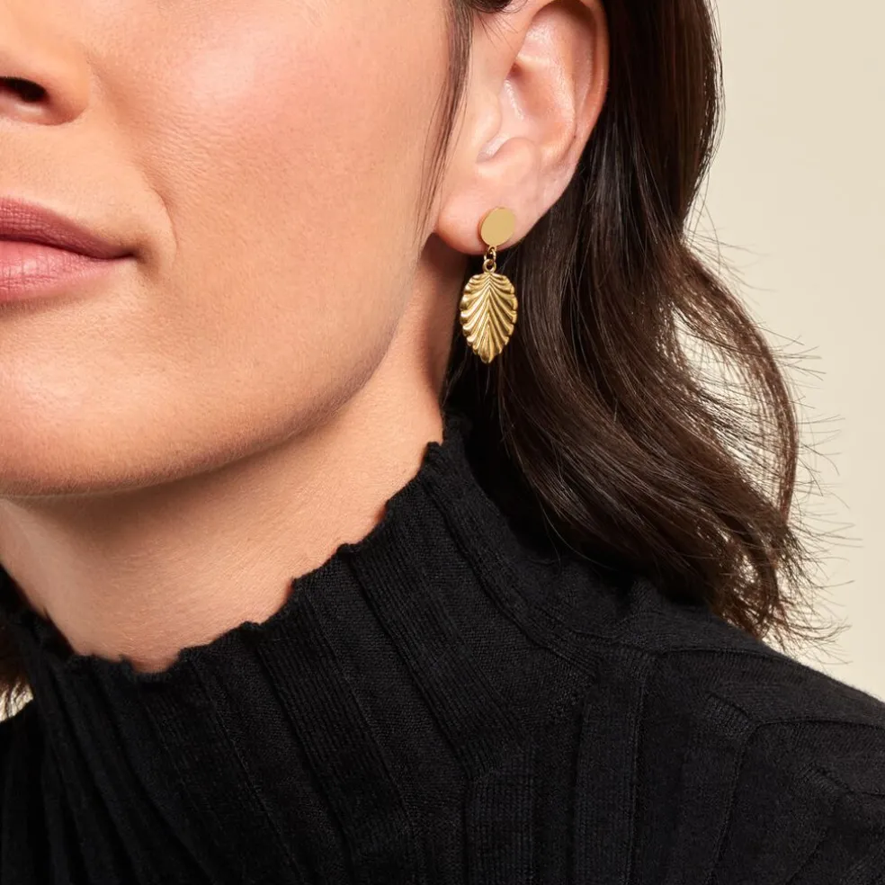 Boucles D'oreilles Pendantes Hristina Acier Jaune