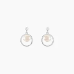 Boucles D'oreilles Pendantes Ivana Argent Blanc Perle De Culture