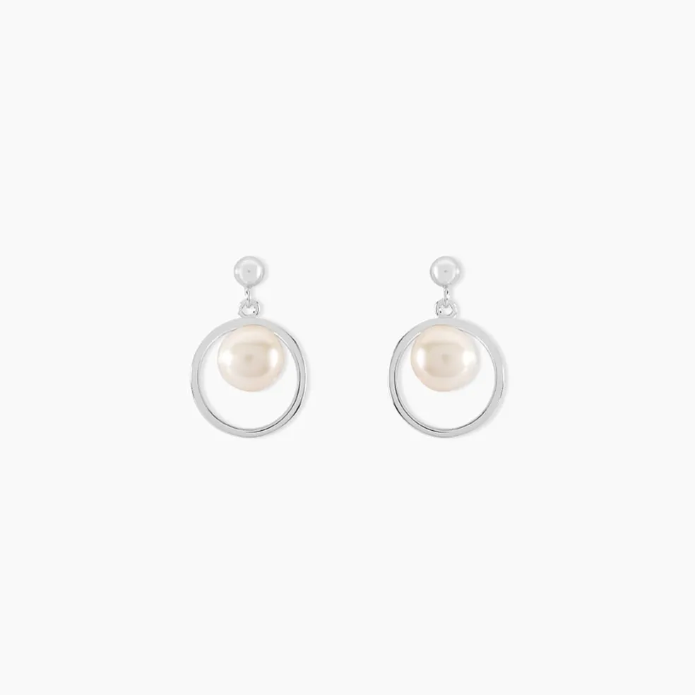 Boucles D'oreilles Pendantes Ivana Argent Blanc Perle De Culture