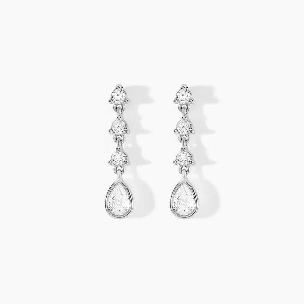 Boucles D'oreilles Pendantes Hida Argent Blanc Oxyde De Zirconium