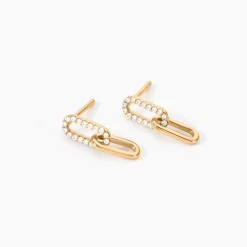 Boucles D'Oreilles Pendantes Lueur Plaqué Or Jaune Oxyde De Zirconium