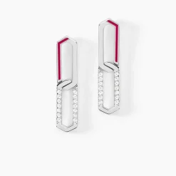 Boucles D'oreilles Pendantes Infini Pop Argent Blanc Oxyde Zirconium