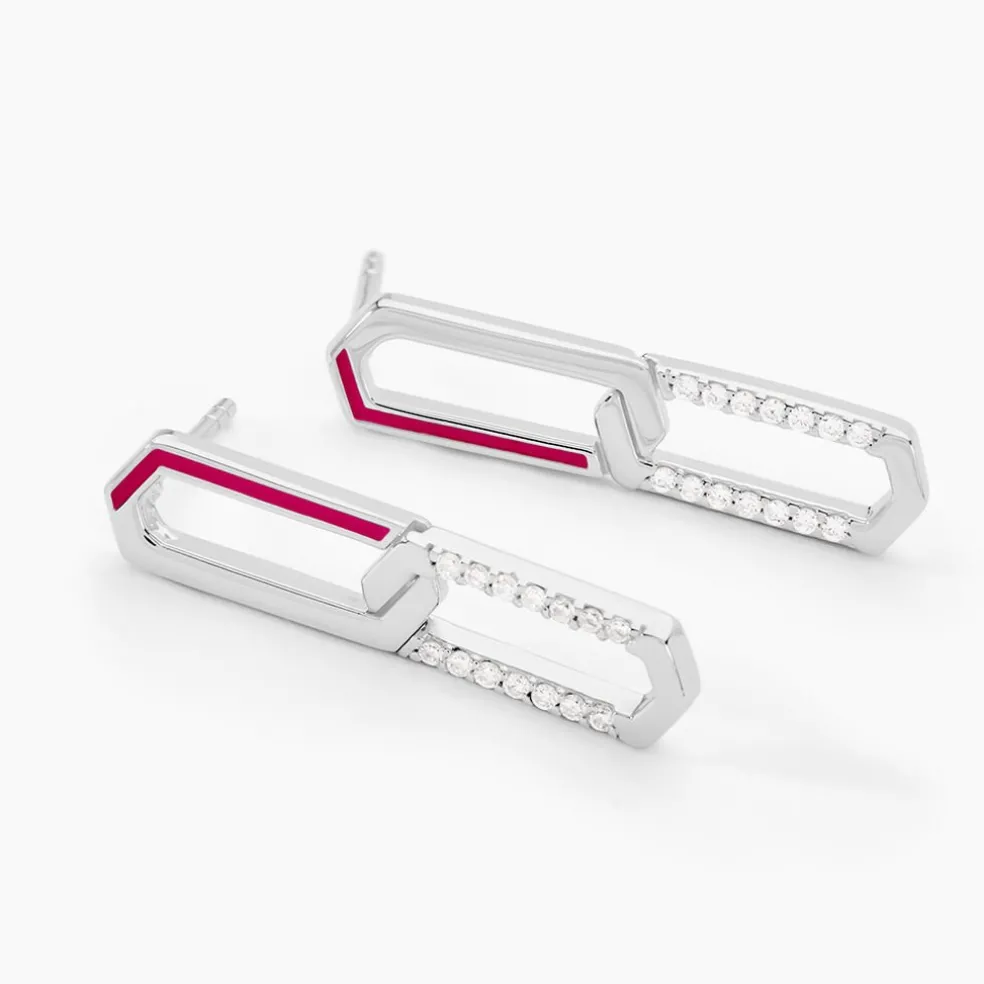 Boucles D'oreilles Pendantes Infini Pop Argent Blanc Oxyde Zirconium