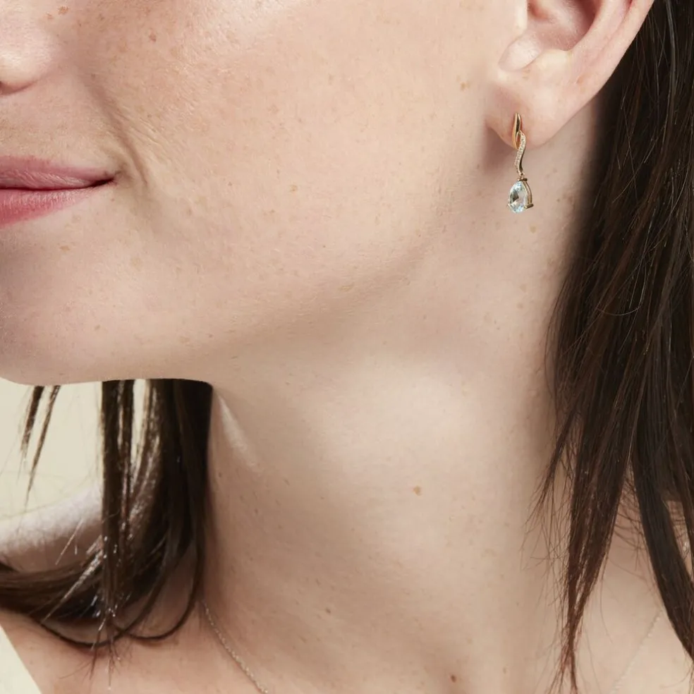 Boucles D'oreilles Pendantes Or Jaune Assaf Topaze