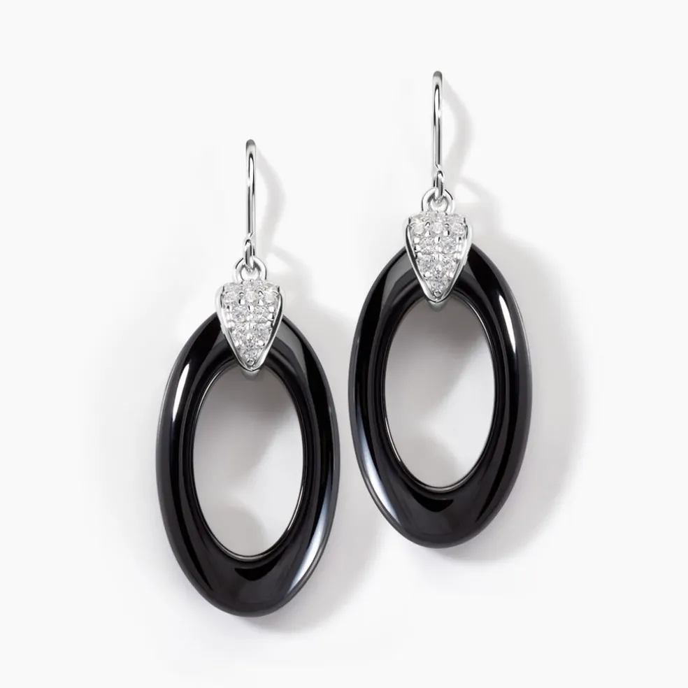 Boucles D'oreilles Pendantes Peer Argent Blanc Oxyde De Zirconium