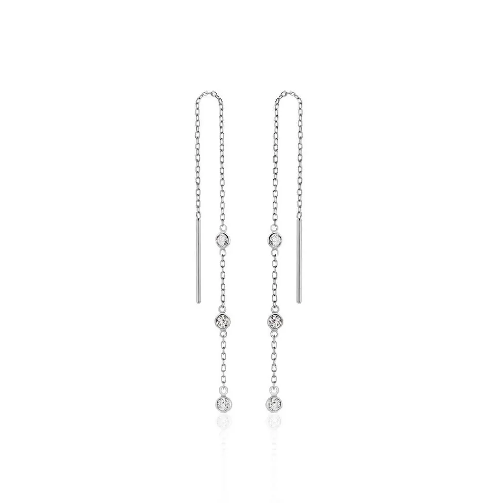 Boucles D'oreilles Pendantes Themis Argent Blanc Oxyde De Zirconium