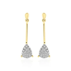 Boucles D'oreilles Pendantes Pear C Or Jaune Diamant