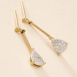 Boucles D'oreilles Pendantes Pear C Or Jaune Diamant