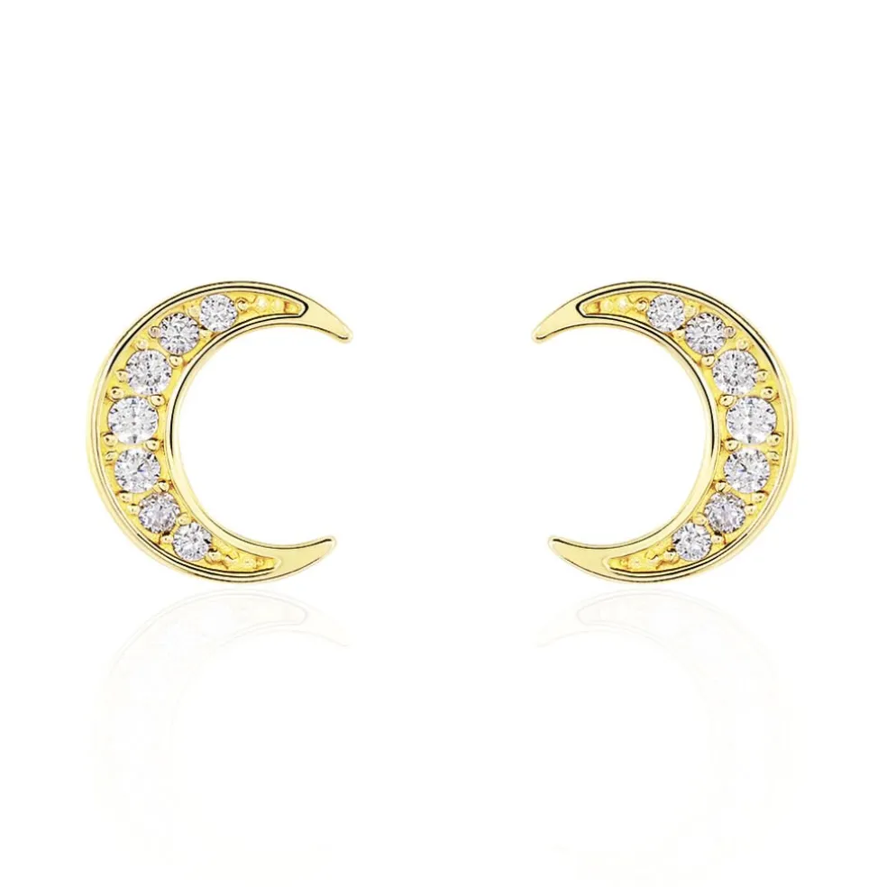 Boucles D'oreilles Pendantes Francoise-marie Lune Or Jaune Oxyde