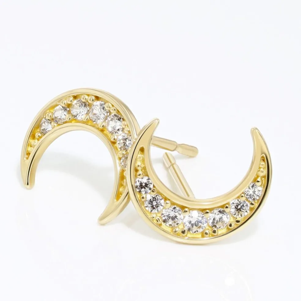Boucles D'oreilles Pendantes Francoise-marie Lune Or Jaune Oxyde