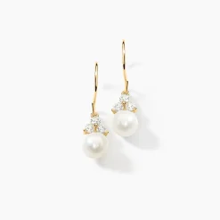 Boucles D'oreilles Pendantes Taissia Or Jaune Perle De Culture