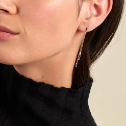 Boucles D'oreilles Pendantes Angelica Plaque Or Jaune Oxyde Zirconium