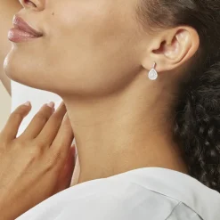 Boucles D'oreilles Pendantes Lysa Argent Blanc Oxyde De Zirconium