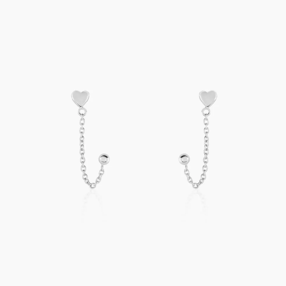 Boucles D'oreilles Pendantes Honor Argent Blanc
