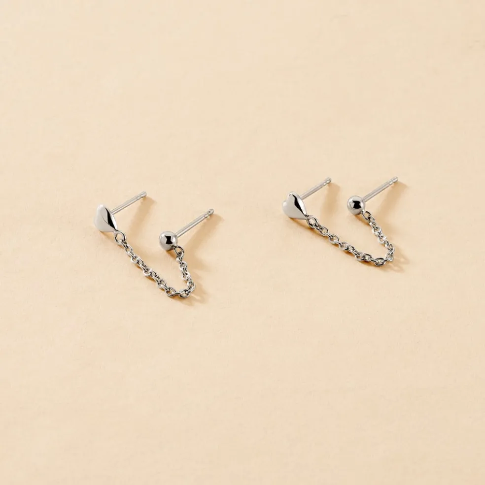 Boucles D'oreilles Pendantes Honor Argent Blanc