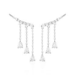 Boucles D'oreilles Pendantes Rilla Argent Blanc Oxyde De Zirconium